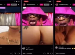 Pareja manteniendo relaciones íntimas en una transmisión en directo de Instagram