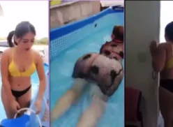 Vivi Manaba y su hija disfrutando en la piscina