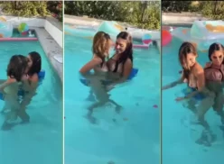 Violet Summers y su amiga lesbiana en la piscina