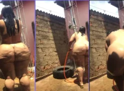 Joeline Sousa Desnuda Dándose una Ducha al Aire Libre