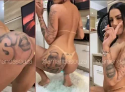 Amanda Souza luce bailando funk con un plug anal brillante en el trasero