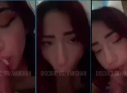 Amiichan dándole una buena follada oral a su súper dotado compañero