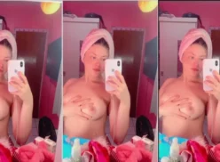 Beatriz Chavs mostrando sus pezones rosados ​​tras ducharse