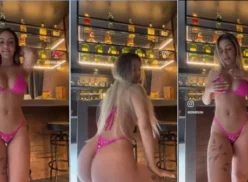 Bruna Iork, famosa de OnlyFans, haciendo twerking con un minibikini enterrado en su trasero