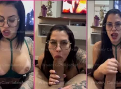 Camila Becker dándole sexo oral a un tipo muy gordo en onlyfans