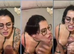 Camila Becker recibiendo semen en su cara luego de hacer una muy buena mamada