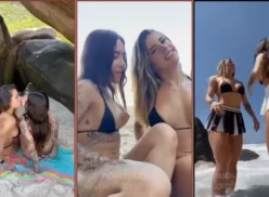 Carol Francci y Larissa Sumpani disfrutando de un día soleado en la playa y divirtiéndose juntas