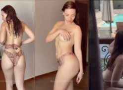 Cibelly Ferreira mostrando las tetas y el culo mientras se cambia de ropa