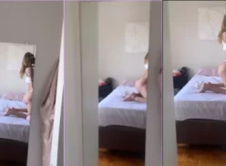 Claudina luce sus ajustadas bragas destacando su culo gigante mientras se luce en la cama