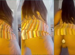 Gi Paes, atrevida, baila con un vestido levantado, sin bragas, usando un plug anal