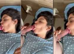 Jaiane Limma haciendo sexo oral a un hombre bien dotado tumbada en la cama