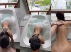 Japonés del noreste practicando sexo oral muy caliente en la bañera