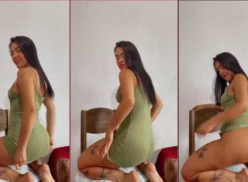 La joven bruna iork bailando con un vestidito sin bragas y mostrándolo todo