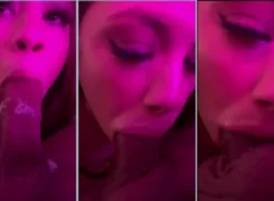 Mandy Flix dándole una buena follada oral a un chico de piel oscura