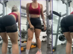 Marilia Oliveira haciendo ejercicio con shorts muy ajustados en el trasero