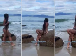 Melissa Montagnole luciendo los vídeos TikTok en la playa, luciendo increíble