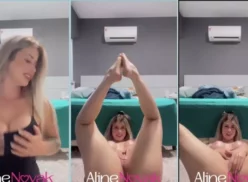 Mira a la influencer Aline Novak divirtiéndose sola en su momento post-baño