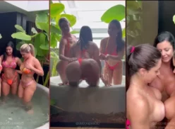 Mujeres desnudas Debora Peixoto, Luiza Marcato, Pamela Maquillaje en el jacuzzi