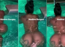 Nadine Borges, una de las top de onlyfans, disfrutando de la piscina con su pareja