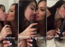 Nadine Borges y Biancca Bitt haciendo la boca juntas en un vídeo privado con un consolador negro supergrande