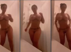 Priscila Kimura completamente desnuda mostrando su coño y sus tetas mientras se ducha