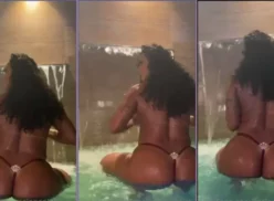 Rosiane Pinheiro balanceando la bañera con su culo respingón y sus bragas sexys