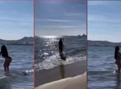 Sheyla Mell luciendo en la playa un sensacional bikini y disfrutando del día soleado