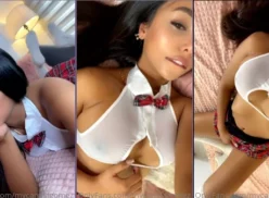 Camila Gomez, la estudiante, hace un vídeo muy atrevido tocándose el coño, tumbada con la falda puesta y sin bragas