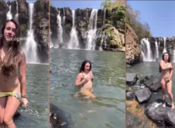 Cogumays mostrando todo y sumergiéndose en la cascada, la niña graba todo y se vuelve viral en internet