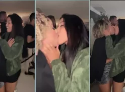 Karlyane Menezes intercambia besos con una elegante amiga en una fiesta exclusiva