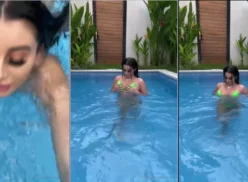 Mikaela Testa se muestra meneando sus generosas y grandes tetas en la piscina