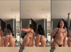 Mikaela Testa y su amiga bailando frente al espejo en bragas y mostrando las tetas