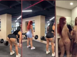 Paula Daniela luciendo el OnlyFans con contenido de besos muy calientes entre amigas, después de hacer ejercicio juntas en el gimnasio