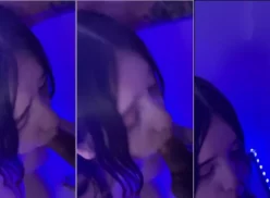 Valeria Castañeda, la morena caliente, perfeccionando una mamada con todo en la boca en onlyfans