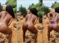 Vanessa Rodrigues muestra su bikini mientras mueve graciosamente sus caderas en la playa