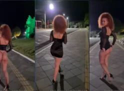 Angel Vinitska fue captada en un momento amateur en la plaza, donde se levantó su vestidito y quedó al descubierto su micro braguita