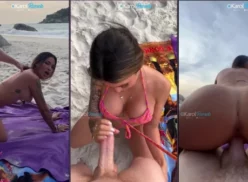 Karol Rosado, una joven, teniendo sexo en la playa ante un público mirando