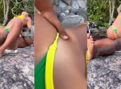 Kevelin Gomes disfrutando de un momento con el negro en la playa