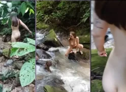 La sensual Eva Moderninha desfilando desnuda por la naturaleza