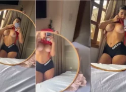 Micha Vargas, mujer caliente con un culo enorme, grabando vídeos en su habitación mostrando sus deliciosas tetas grandes