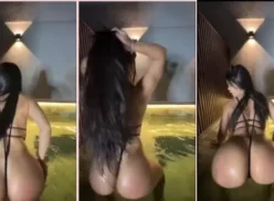 Tati Maya, una joven divirtiéndose con un sensual baile junto a la piscina