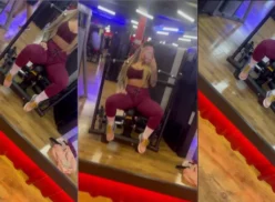 Deborá presume su paquete con pantalones ajustados haciendo ejercicio en el gimnasio