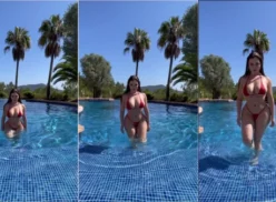 Demi Rose luce su cuerpo en mini bikini en la piscina