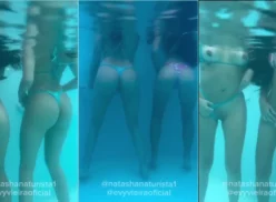 Evy Vieira y Natasha Naturalista luciendo desnudas en la piscina con las bragas a un lado