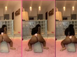 Nega Barbie, con un gran culo, haciendo twerking con las bragas enterradas en su culo respingón