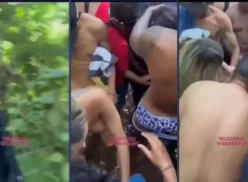 Rubia traviesa es pillada teniendo sexo al aire libre con varios chicos