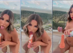 Stephanie Mendes perfeccionando el sexo oral con nata montada sobre un juguete erótico