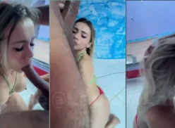 Joven rubia teniendo un buen polvo oral con un chico bien dotado