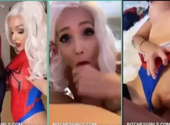 Nicole Marie Jean disfrazada de Mujer Araña tiene sexo oral y folla con un chico bien dotado