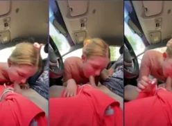 Video casero muestra a una joven rubia teniendo una buena follada oral con un amigo de la universidad en el auto